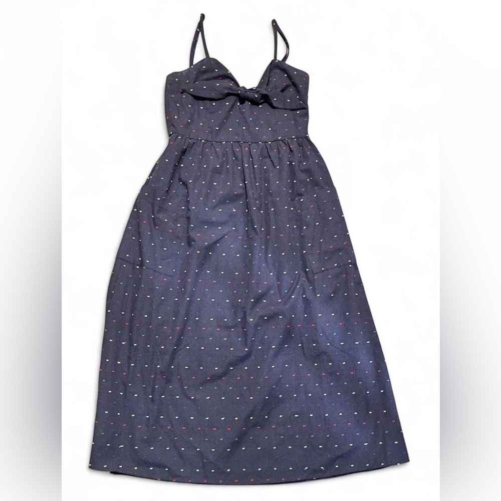 Blue Rose Navy Blue Maxi Dress with Small Hearts With Pockets Size XS Spring